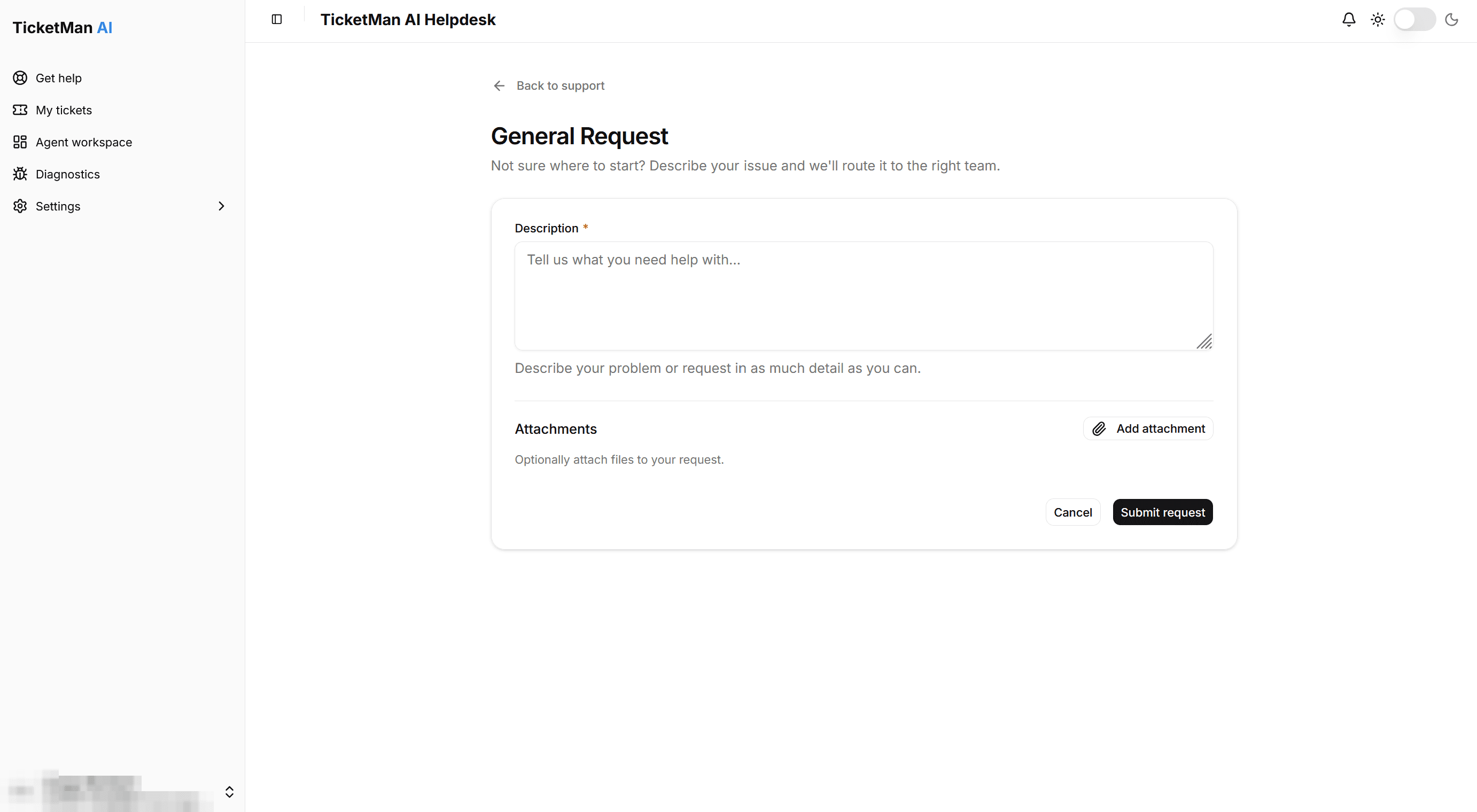 TicketMan AI support center