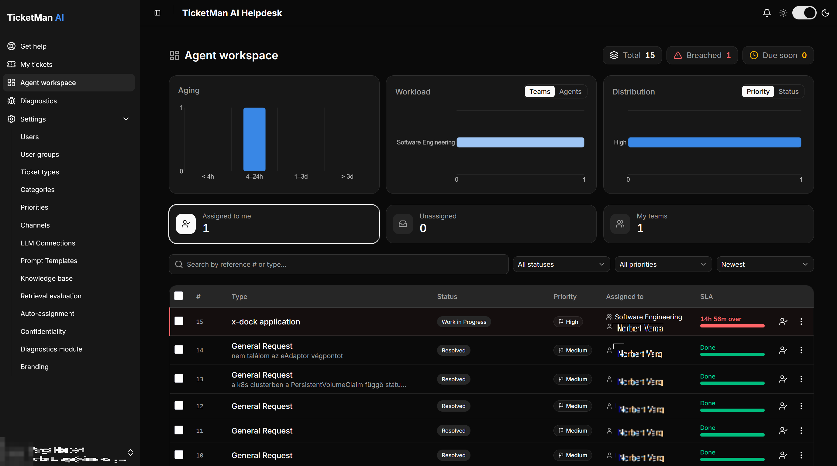 The ticket workspace