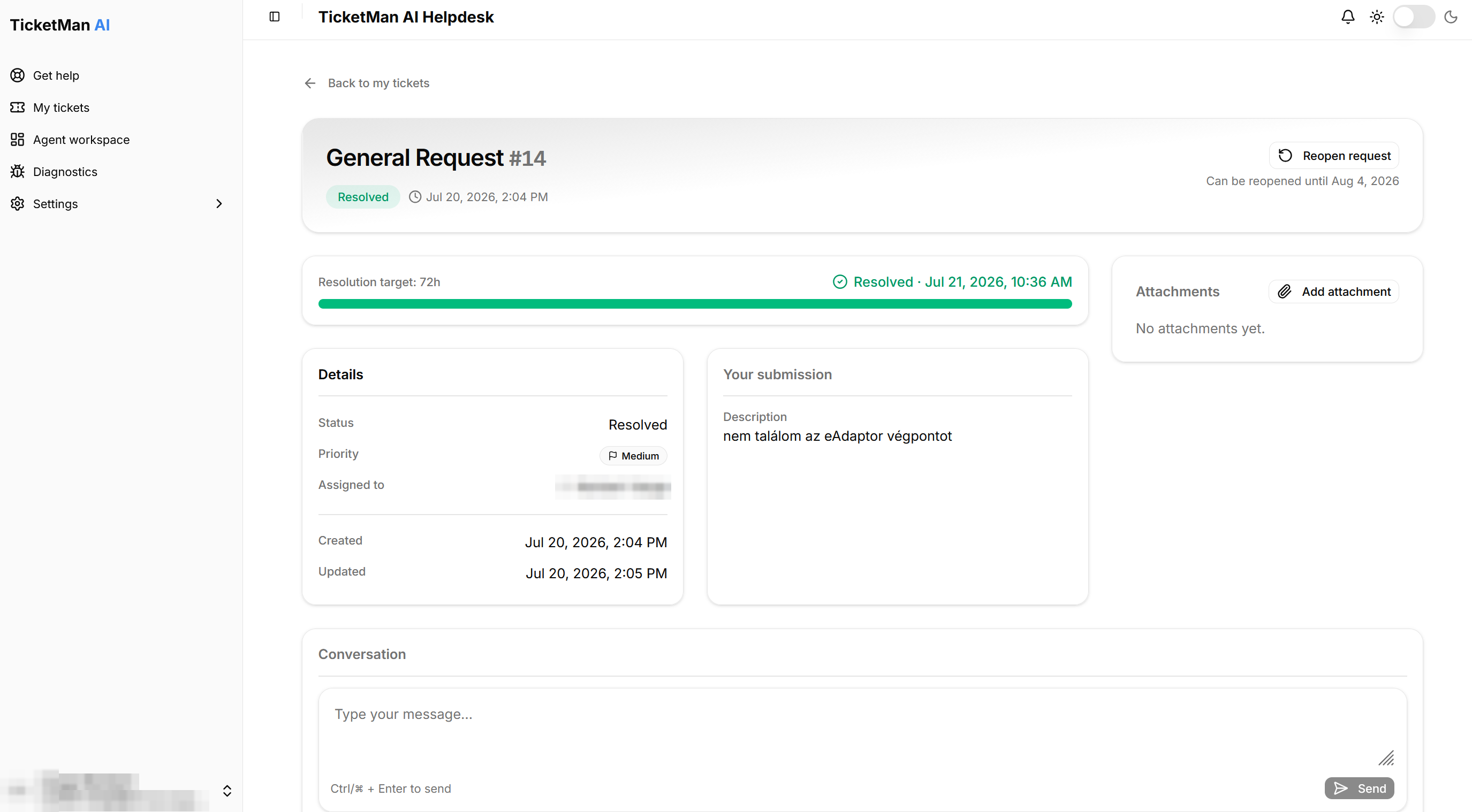 Ticket reopen